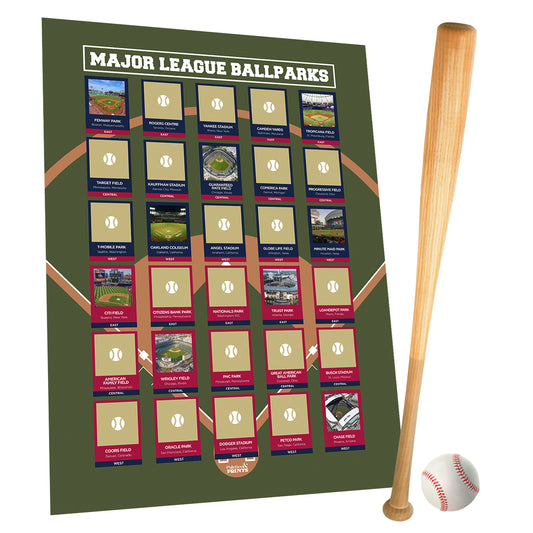 Pro Baseball Stadiums Scratch Off Poster