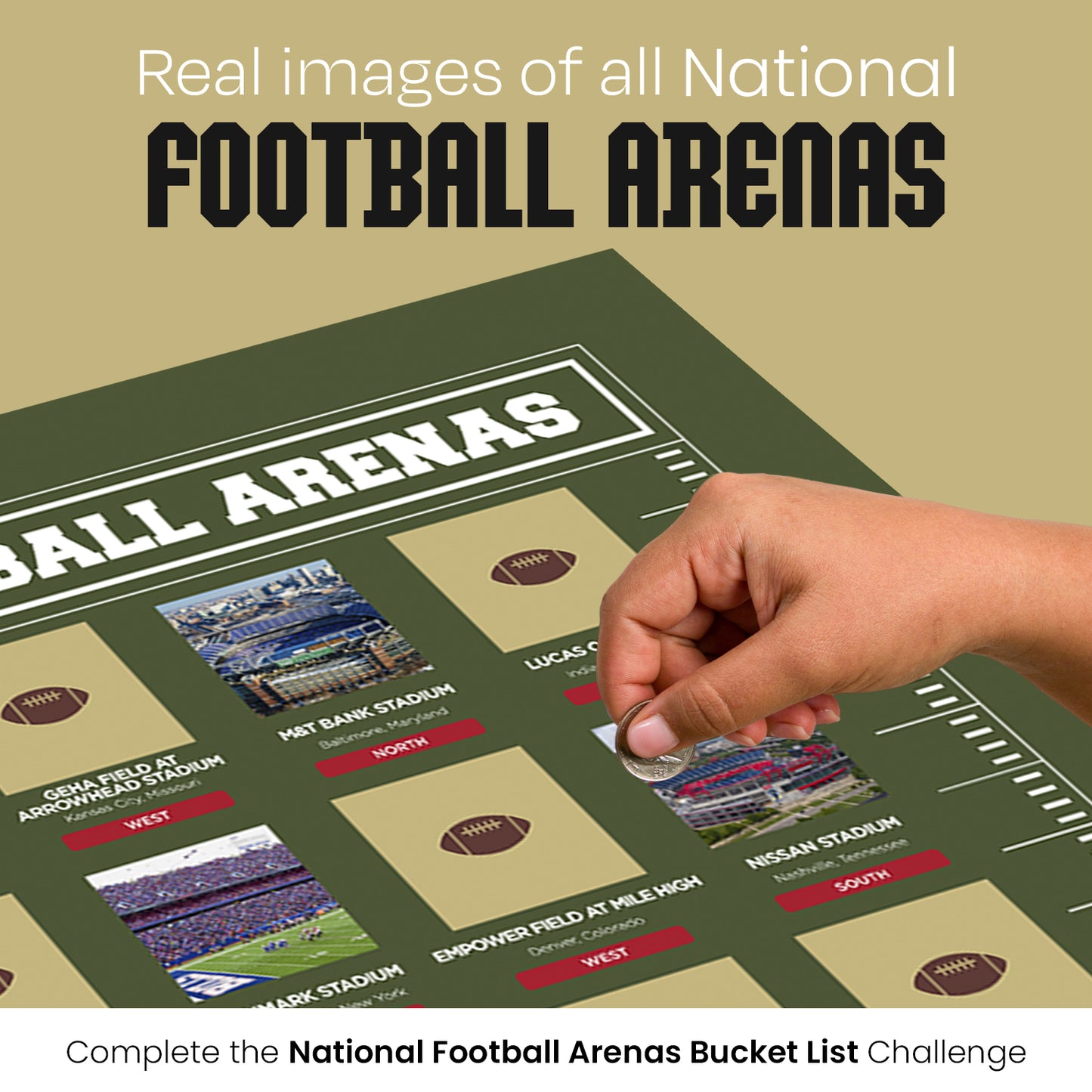 Pro Football Stadiums Scratch Off FRAMED Poster