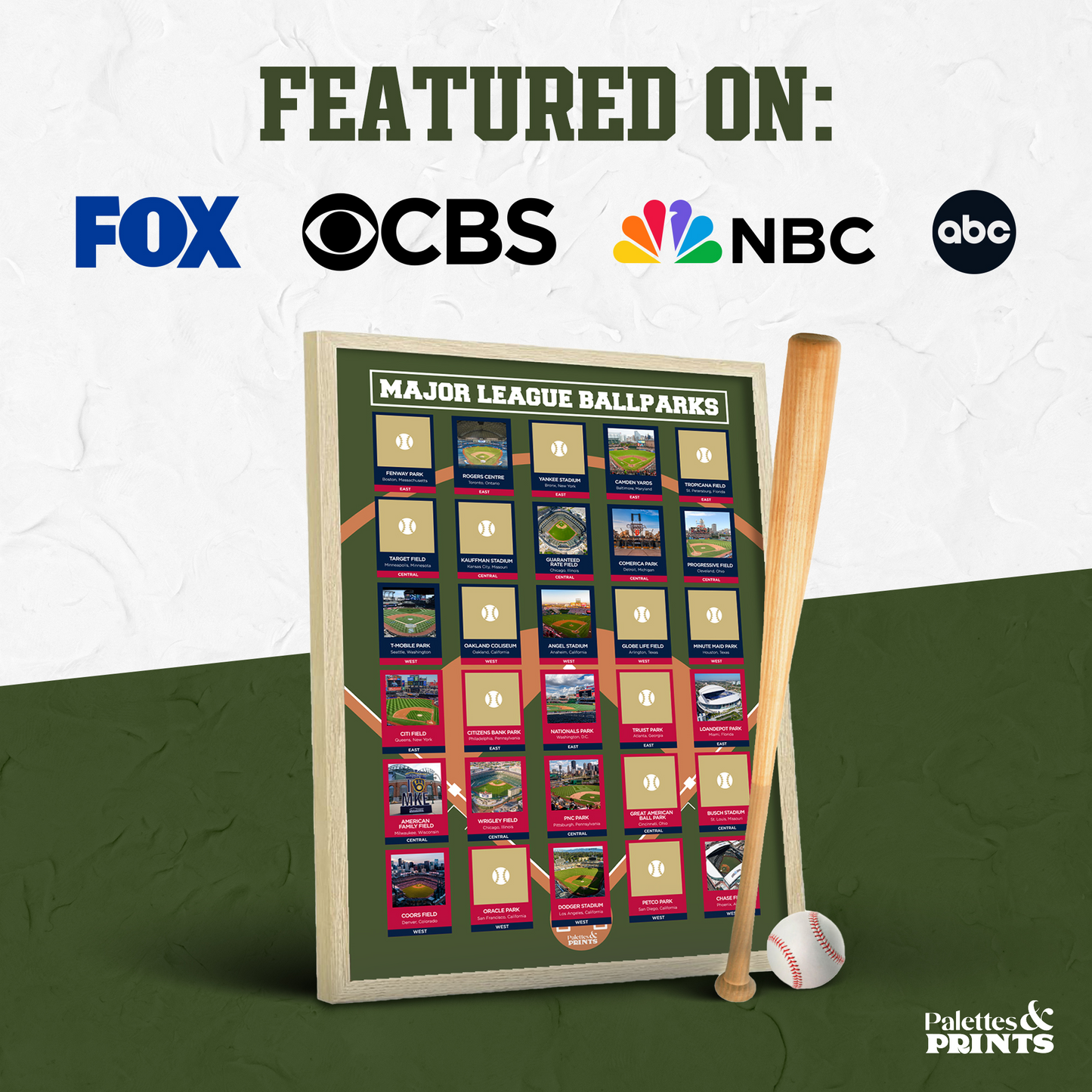 Pro Baseball Stadiums Scratch Off Poster
