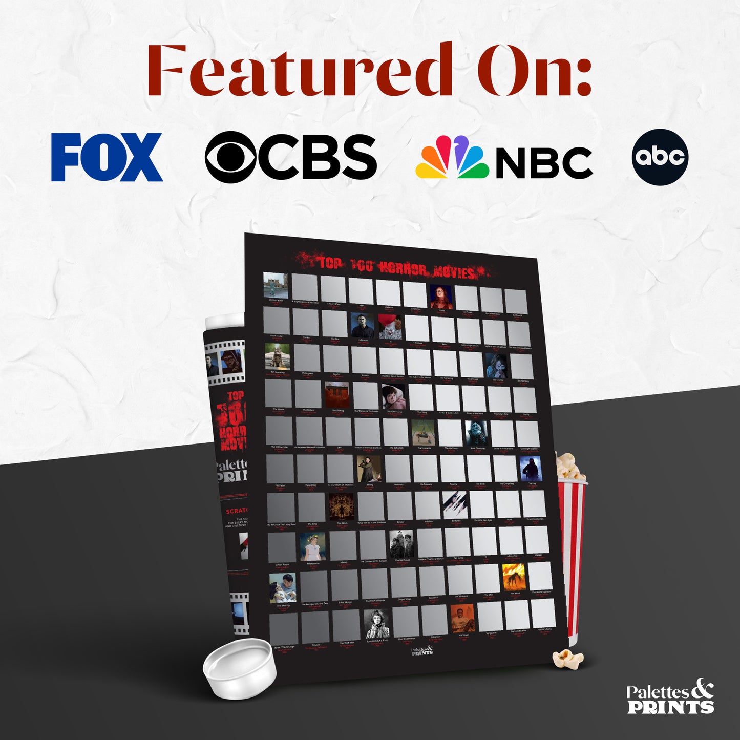 Top 100 Horror Movies Scratch Off FRAMED Poster