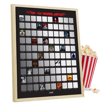 Top 100 Horror Movies Scratch Off FRAMED Poster