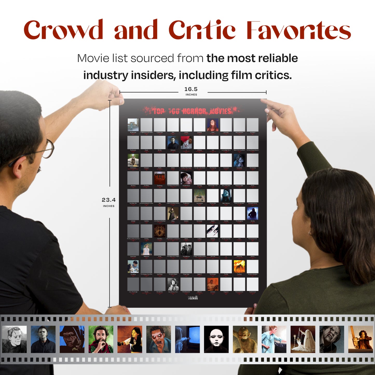 Top 100 Horror Movies Scratch Off FRAMED Poster