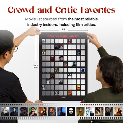 Top 100 Horror Movies Scratch Off FRAMED Poster